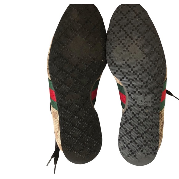 Authentic Gucci GG Monogram Canvas Suede Sneakers 117706 Size 5.5 B - Picture 8 of 13